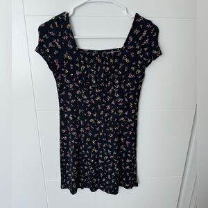 Black Floral Square-Neck girls dress
